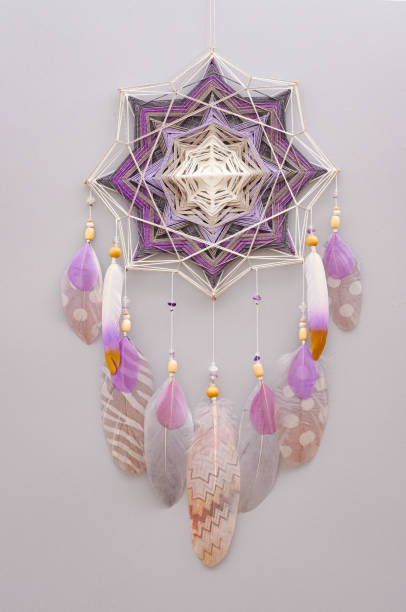 istock Esoteric woven mandala magical dreamcatcher  on grey background 1445296928