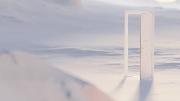 istock White door opening on iceberg. 1445301020