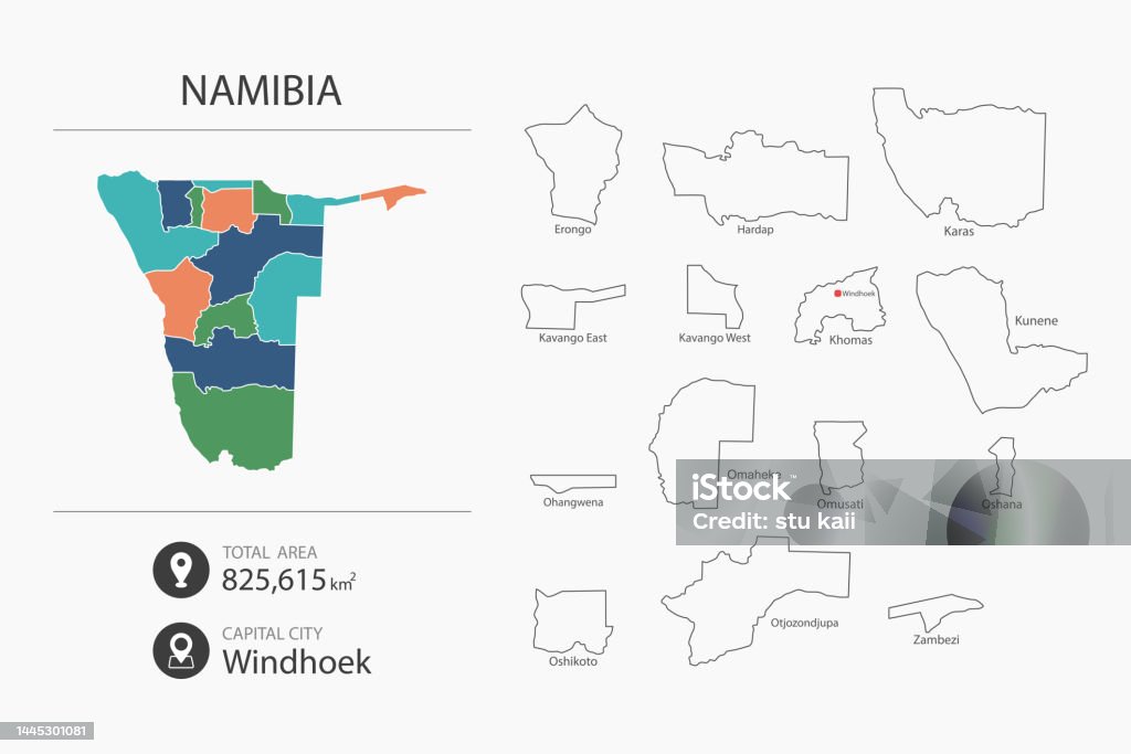 Namibia Con Ilustración de Mapa De Namibia Con Mapa Detallado Del País Elementos ...