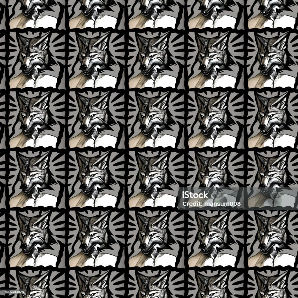 Woff Pattern Seamless Pattern Of Wolf Cartoon Stock Illustration - Download Image ...