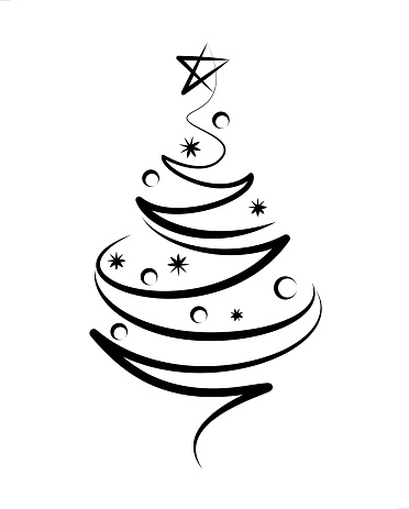 christmas tree doodle line art design background