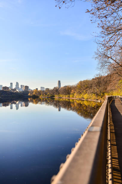 istock Riverfront and Skyline in Fall in Minneapolis Minnesota 1445307638