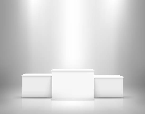 zwycięzcy podium biały - podium stock illustrations