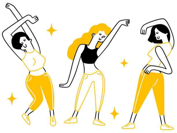 Grupo de chicas bailando en el escenario - ilustración de arte vectorial