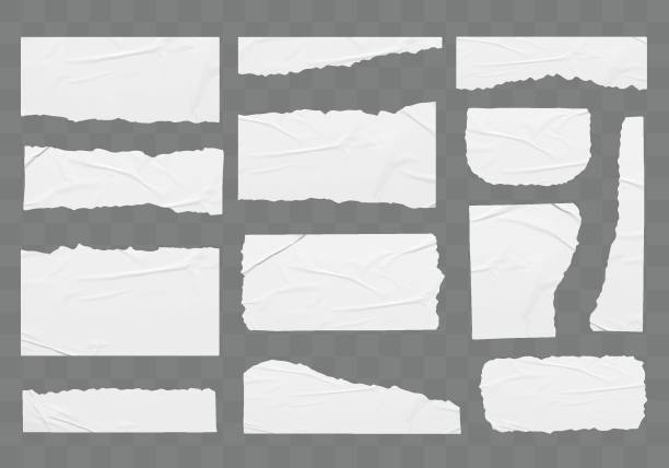 векторные рваные белые наклейки бумага макет пустые баннеры теги ярлыки шаблон дизайн - бумага stock illustrations