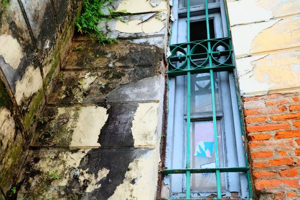 istock Vintage Window of Old Weathered Building. 1445320817
