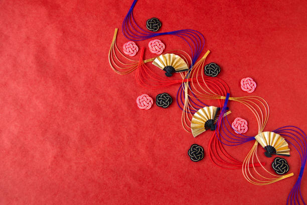istock Japanese New Year image-------fan and mizuhiki 1445321237