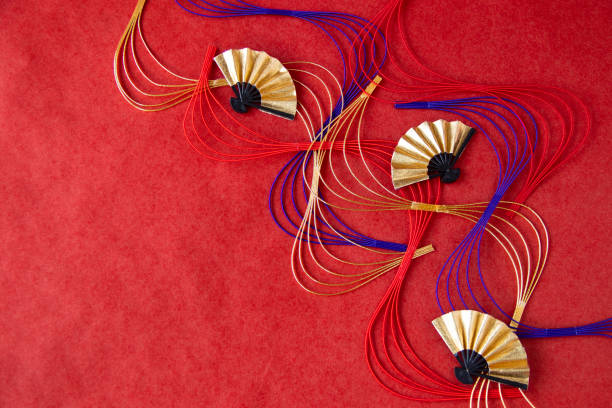 istock Japanese New Year image-------fan and mizuhiki 1445321333