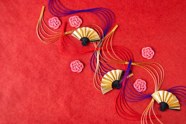 istock Japanese New Year image-------fan and mizuhiki 1445321362