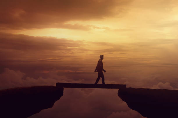 istock Business man cross the bridge 3d illustration 1445324231