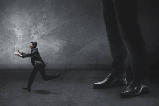 istock Business man escape 3d illustration 1445324232