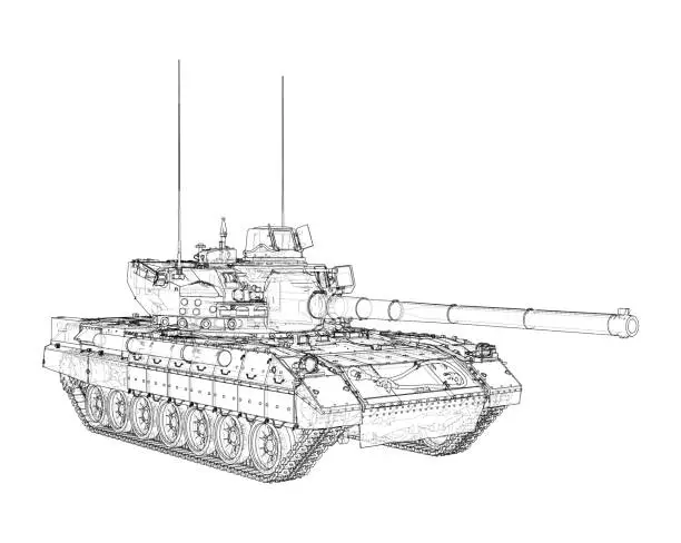 Vector illustration of Tank. Vector rendering of 3d