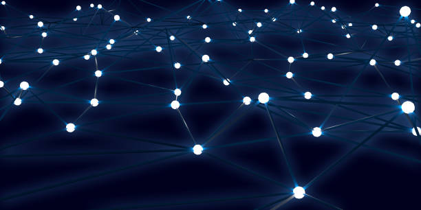 Abstract network connection, dark background stock photo