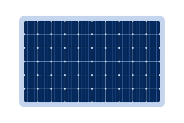 태양 전지판 그리드 모듈. 태양 전원 전기 배터리. 태양 전지 패턴입니다. 태양 에너지 배터리 패널 배경입니다. 대체 에코 에너지 원. 흰색 배경에 격리된 벡터 그림 - 달 착륙선 stock illustrations