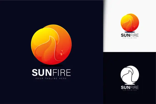 Vector illustration of Sun fire design with gradient vector illustration