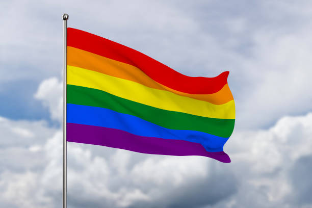 istock LGBT flag on sky background. 3D illustration 1445329054