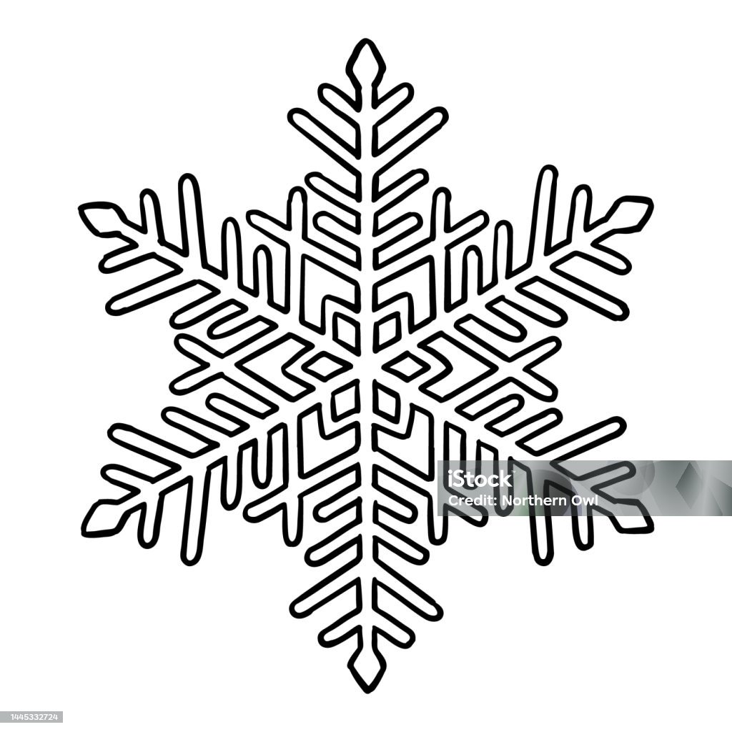 Snowflake Ink Style Handdrawn Snowflake On White Background Stock Illustration - Download ...