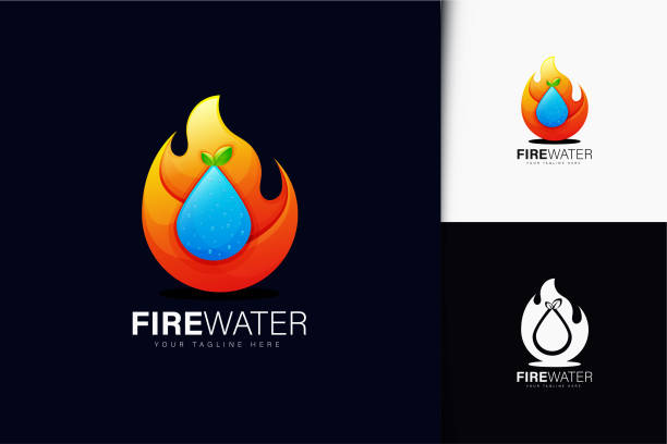ilustrações, clipart, desenhos animados e ícones de projeto de fogo e água com ilustração vetorial gradiente - fire backgrounds oil industry bonfire