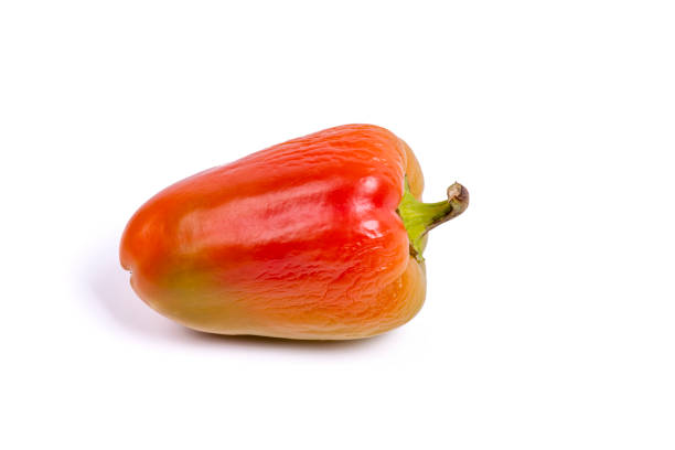 Red pepper isolated on white background. red shriveled pepper.
