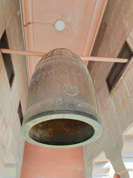 istock Hanging giant bell with iron rod.on the wall in Buddhist temple. 1445337362