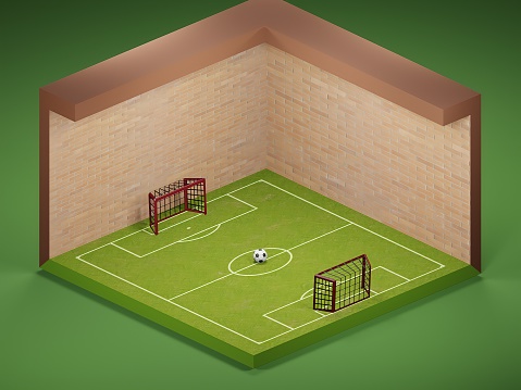 Isometric Soccer Field Art 3d Rendering