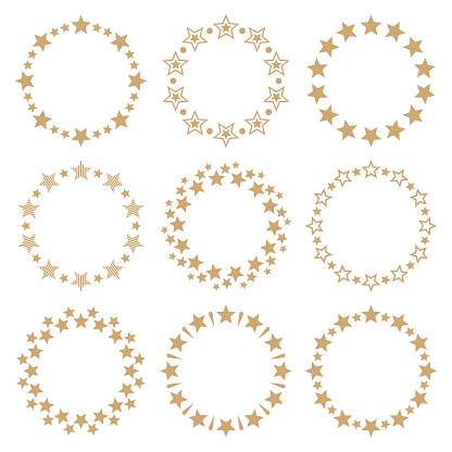 Set of vector round border frames with stars