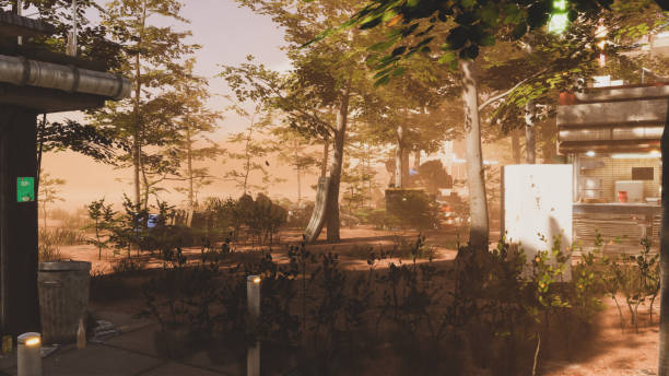 istock Cybernetic desert city, landscape of an immersive virtual environment. Using 3D rendering technology to create a virtual world. 3d rendering 1445341636