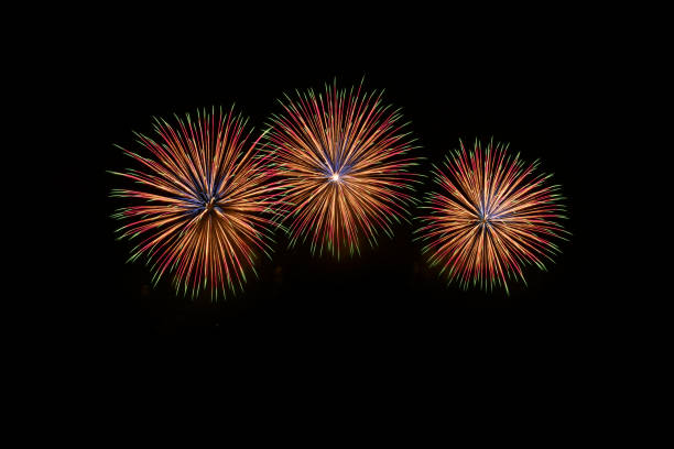istock Isolated on black sky background. Isolated firework ready to use for decoration in any photograph ,poster, backdrop to celebrate the festival, Christmas,  New year and any events. 1445341705
