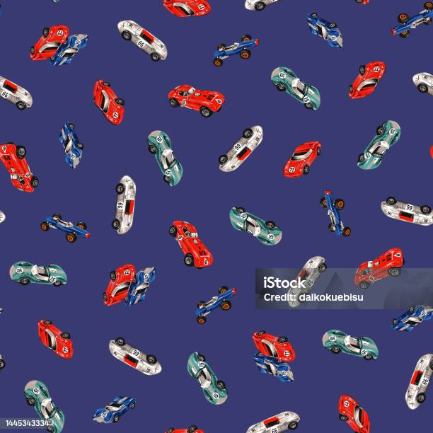 Old Racing Pattern Design Hand Drawn Old Racing Car Seamless Pattern Stock Illustration ...