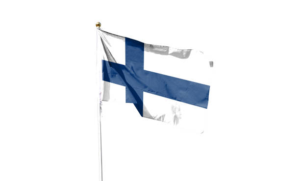 istock Finland flag isolated on white background with clipping path. Shut down that waving flag. symbol. Empty frame for text 1445345872