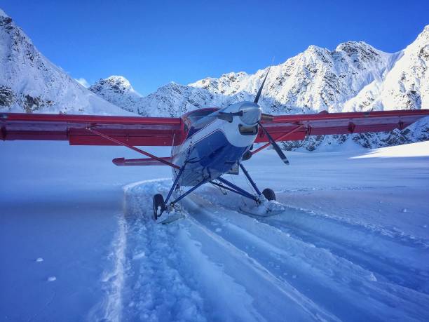 istock Airplane parked in the snowy mountains 1445348262