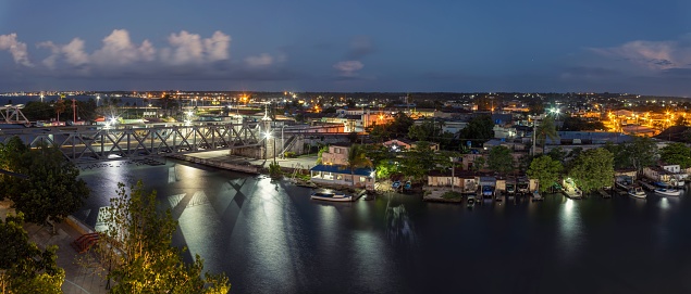 An aerial view of the Tirri bridge and San Juan river in Matanzas, Cuba