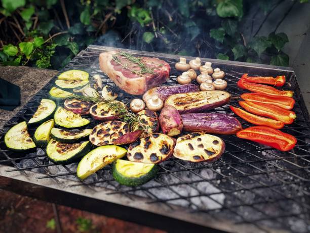 istock Top view of beef bbq and vegetables 1445353218