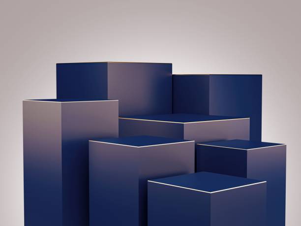 istock 3D rendering of a purple-blue product display 1445353934