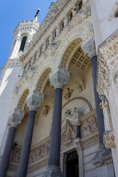 Photo of Facade of the Basilica of Notre Dame de Fourviere, Lyon, France