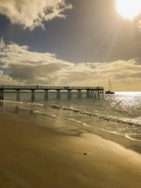 istock Silhouette of an elevated pier on the sunset 1445355130