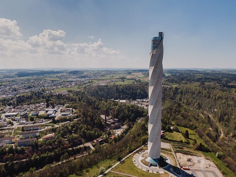 – June 16, 2020: The test tower and the cityscape of Rottweil, Germany