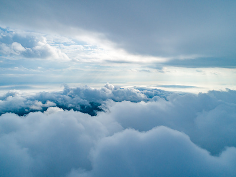 Aerial photography of advection fog in the sky