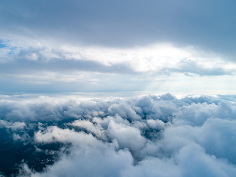 Aerial photography of advection fog in the sky