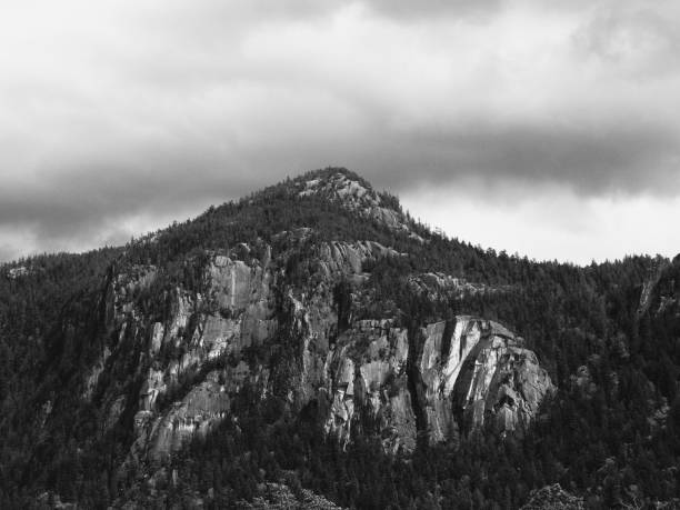 istock Grayscale shot of some cliffs under a cloudy sky. 1445365490