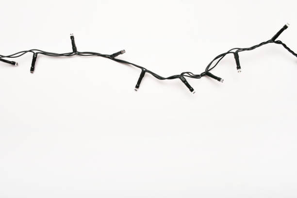 Christmas lights on the white background