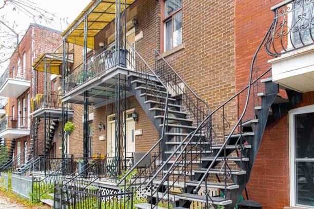 istock Montreal, typical victorian house with exterior staircase 1445369173