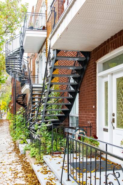 istock Montreal, typical victorian house with exterior staircase 1445369175