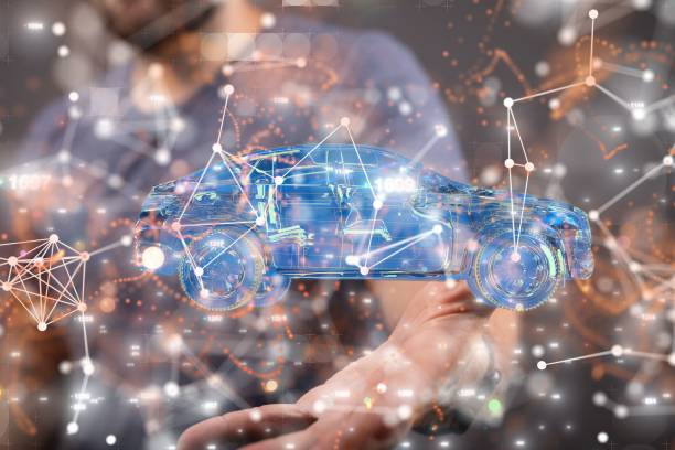 istock 3D rendering of a car hovering over a man's hand 1445369984