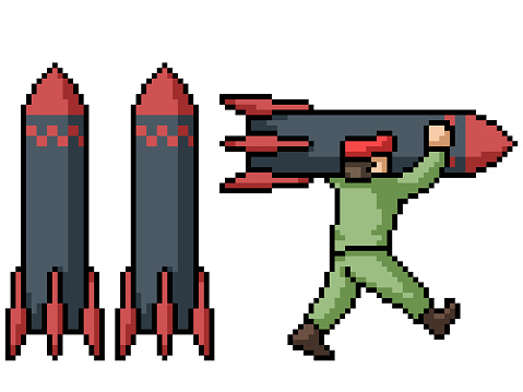 pixel art of military missile weapon