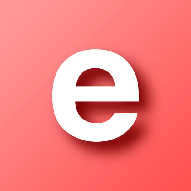 Letter e. Icon on Red background with shadow White icon of "Letter e" isolated on a trendy color, a bright red background and with a dropshadow. Vector Illustration (EPS file, well layered and grouped). Easy to edit, manipulate, resize or colorize. Vector and Jpeg file of different sizes. 3d red letter e stock illustrations