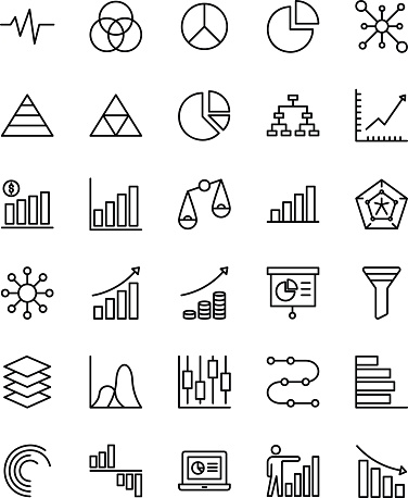 chart and diagram  Icon Set 30 isolated on white background