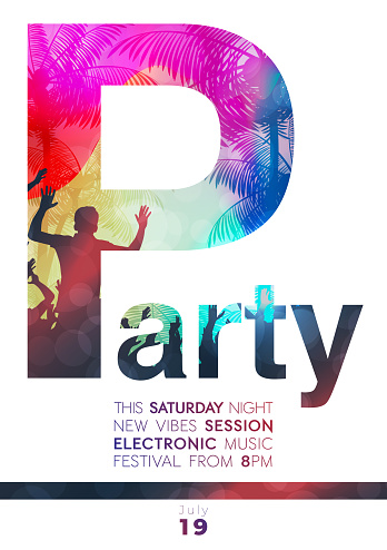 Beach night party poster design