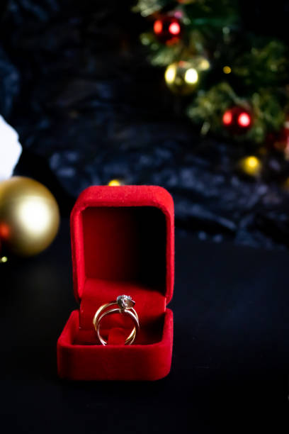 istock Wedding ring in Christmas decorations 1445387927
