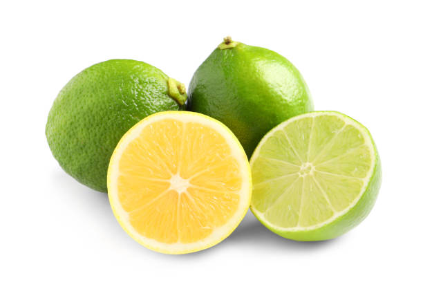 istock Fresh ripe lemon and limes on white background 1445388976